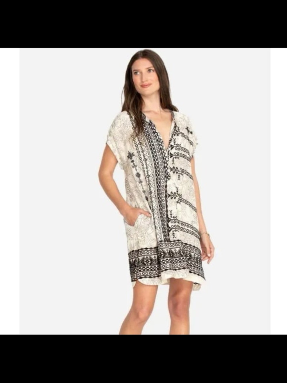 Johnny Was Black and White Silk Dress